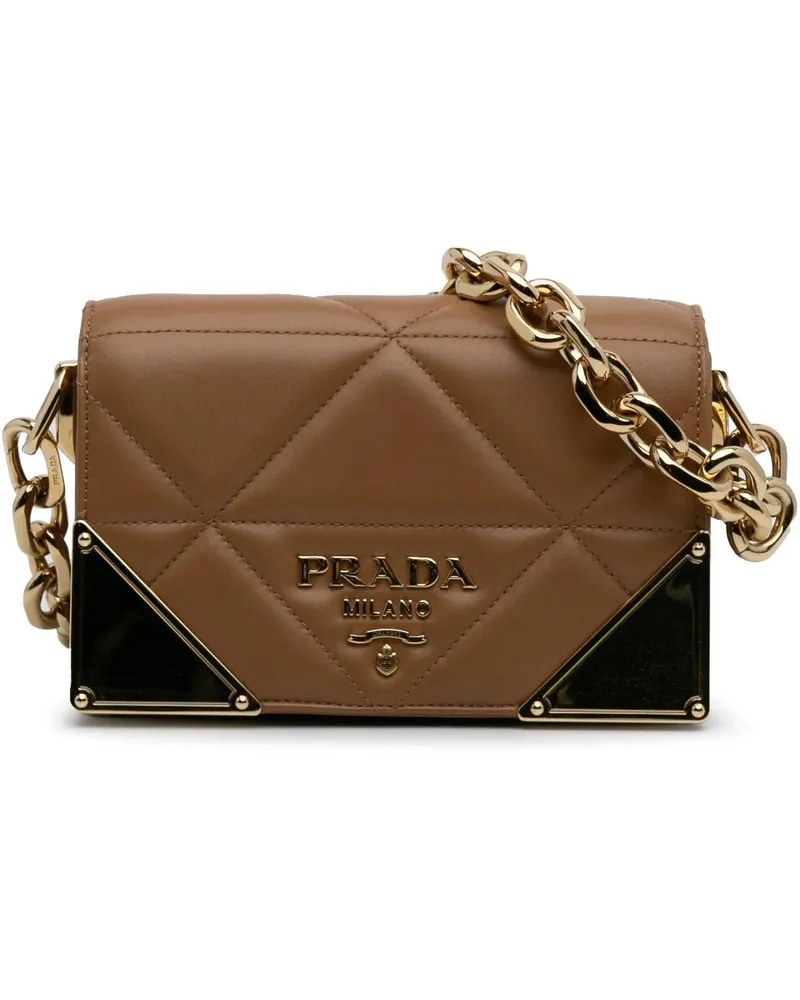Prada Hobo Bags Nappa Stitched Satchel braun Braun