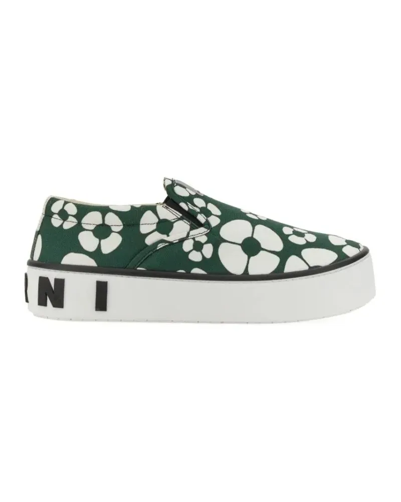 Marni Low-Top Sneaker Slip-On Sneakers With Bold Floral Pattern weiß Weiß