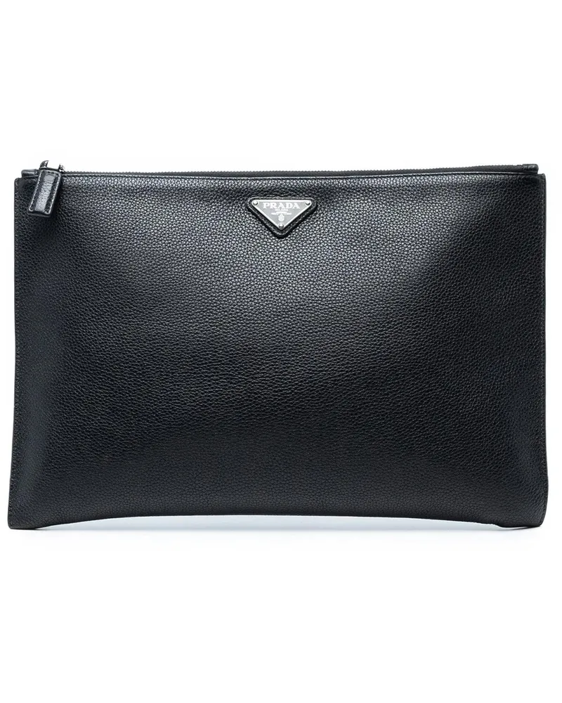 Prada Clutches Vitello Phenix Clutch schwarz Schwarz