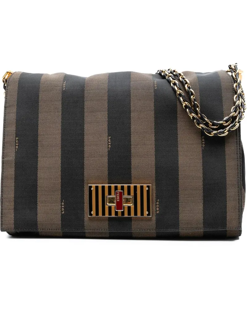 Fendi Hobo Bags Large Canvas Pequin Claudia Shoulder Bag braun Braun