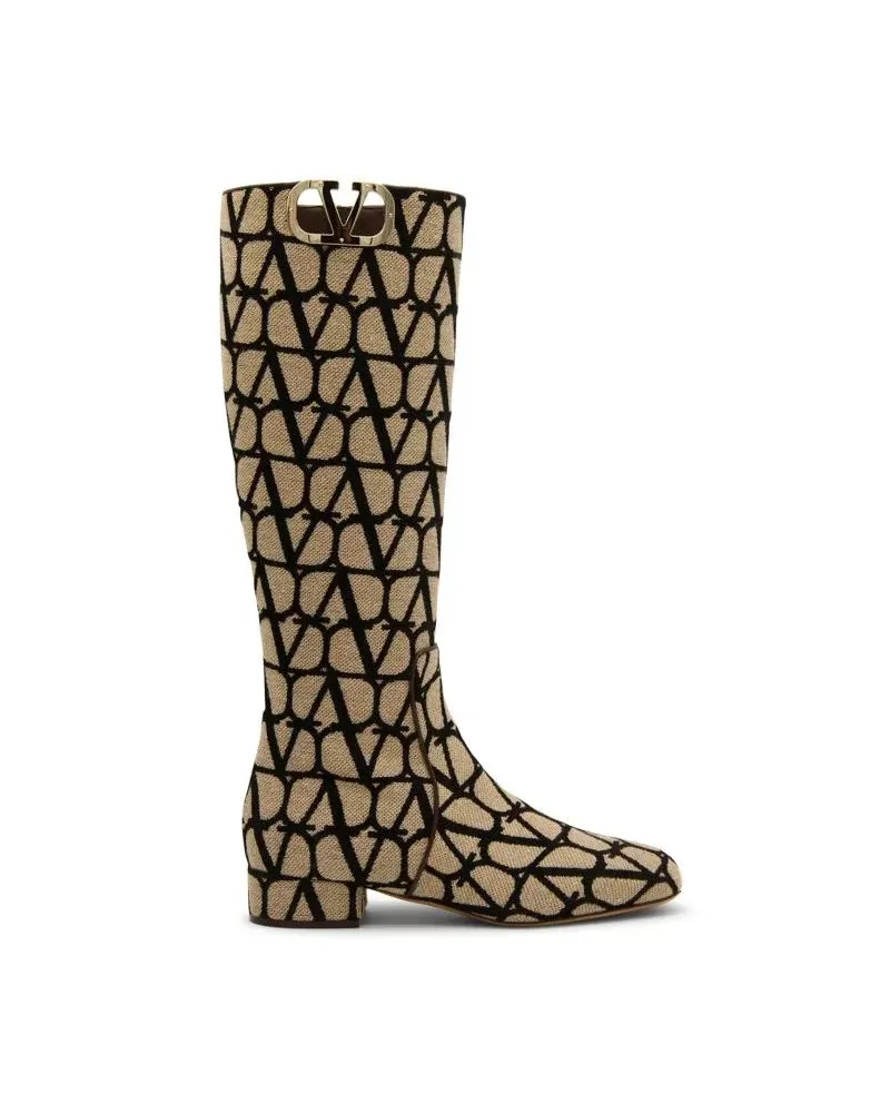 Valentino Garavani Stiefel Canvas Logo Boots beige Beige