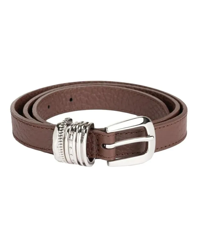 Orciani Gürtel Grained Leather Belt With Silver-Tone Accents braun Braun
