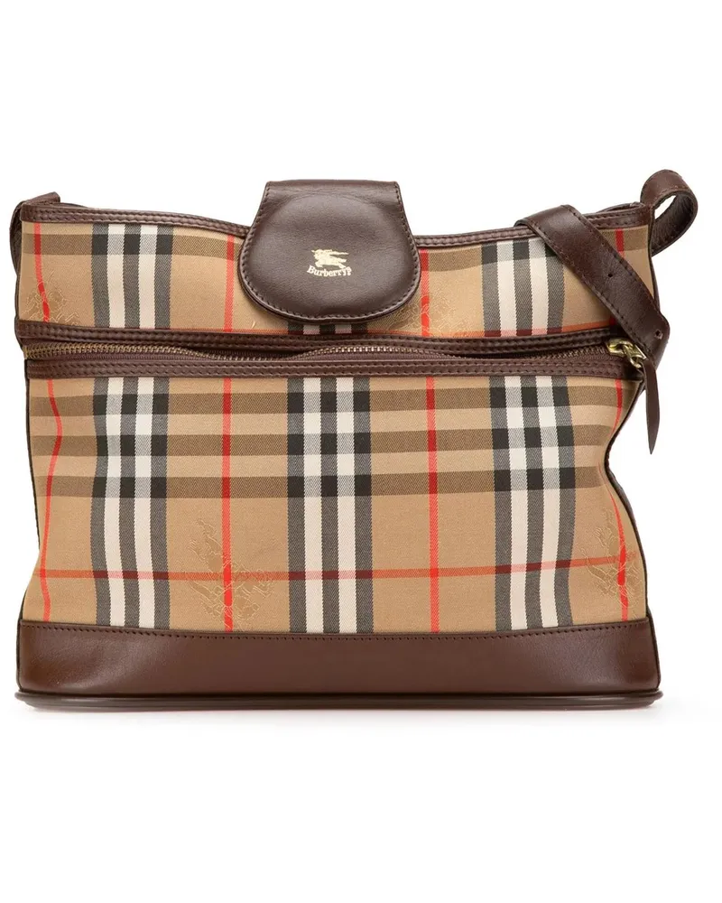 Burberry Hobo Bags Haymarket Check Canvas Shoulder Bag braun Braun