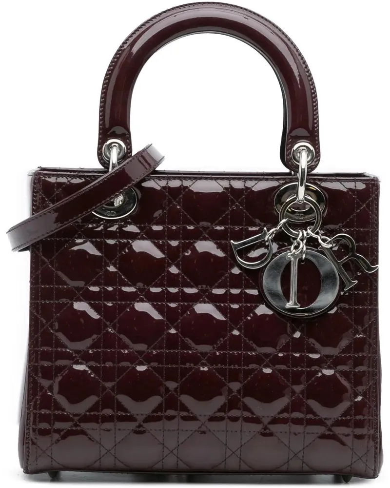 Dior Hobo Bags Medium Patent Cannage Lady Dior orange Orange