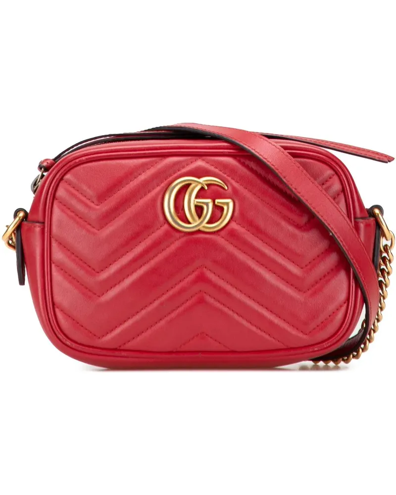 Gucci Hobo Bags Mini GG Marmont Matelasse Leather Crossbody rot Rot