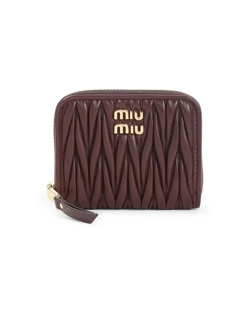 Miu Miu Portemonnaie Quilted Burgundy Lamb Leather Wallet braun Braun