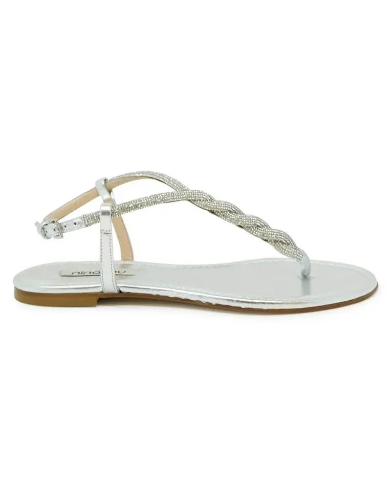 NINALILOU Sandalen Silver Leather Flat Sandal silberfarben 