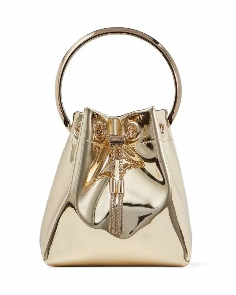 Jimmy Choo Beuteltaschen Gold-Tone Leather Bag With Drawstring Closure goldfarben Gold
