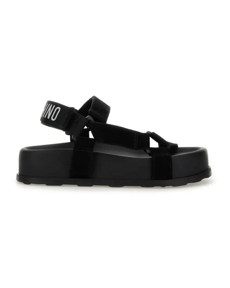Moschino Sandalen Black Leather Sandals schwarz Schwarz