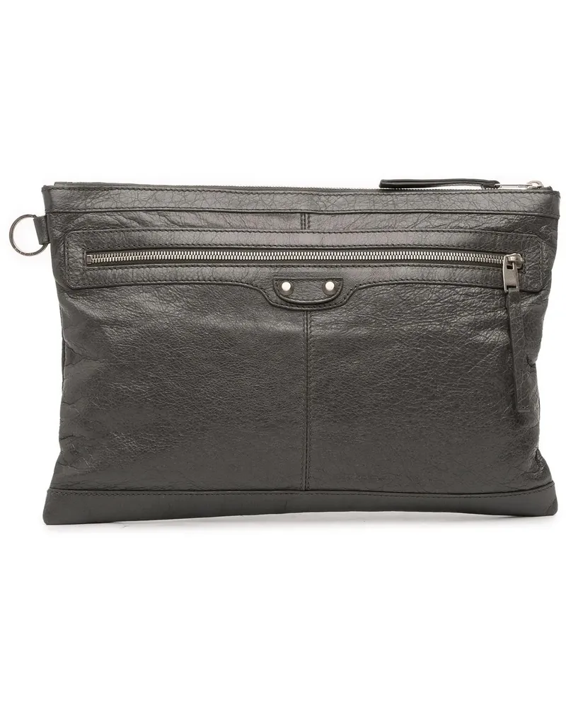 Balenciaga Clutches Lambskin Motocross Classic Clip L Clutch schwarz Schwarz