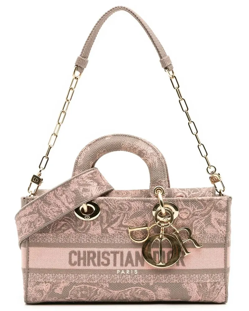 Dior Hobo Bags Medium Canvas Embroidered Toile De Jouy Lady D Joy rosa Gold