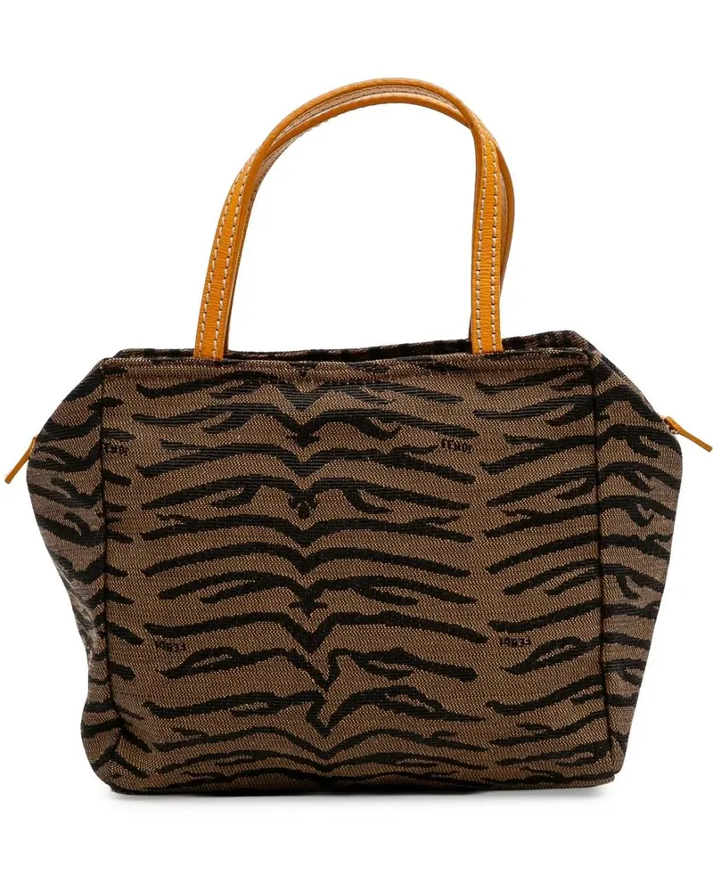 Fendi Crossbody Bags Zebra Print Canvas Handbag braun Braun