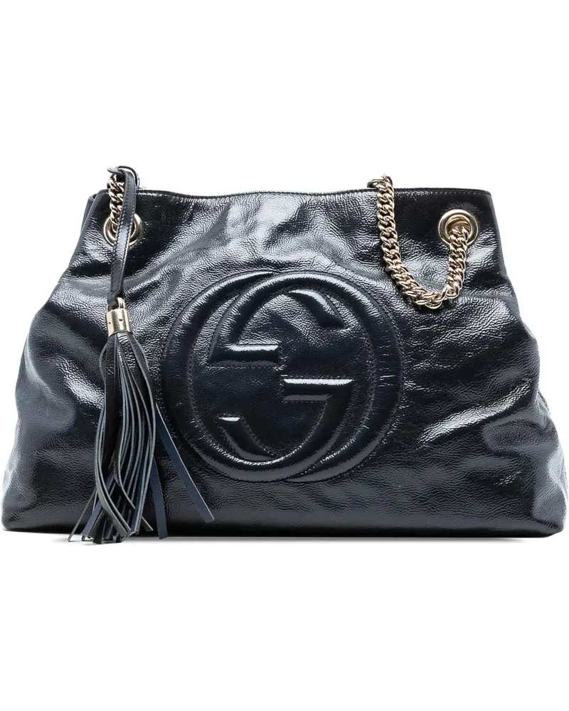 Gucci Shopper Medium Patent Soho Chain Tote blau Blau