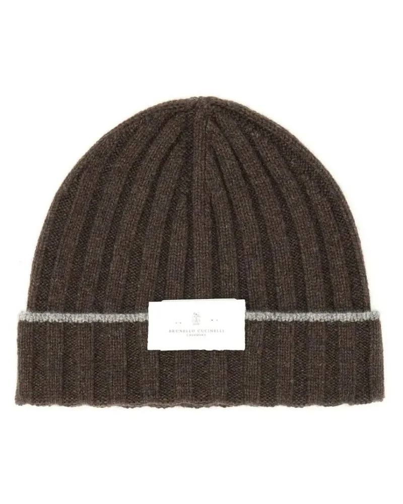 Brunello Cucinelli Caps & Mützen Cashmere Beanie Hat braun Braun