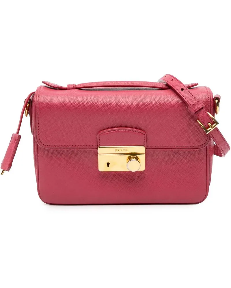 Prada Hobo Bags 2000-2024 Saffiano Sound Lock Satchel rosa Gold