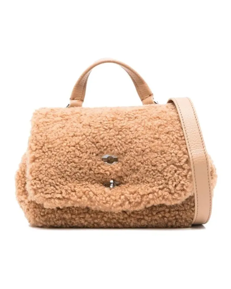 Zanellato Hobo Bags Camel Brown Faux Shearling Shoulder Bag With Adjus braun Braun