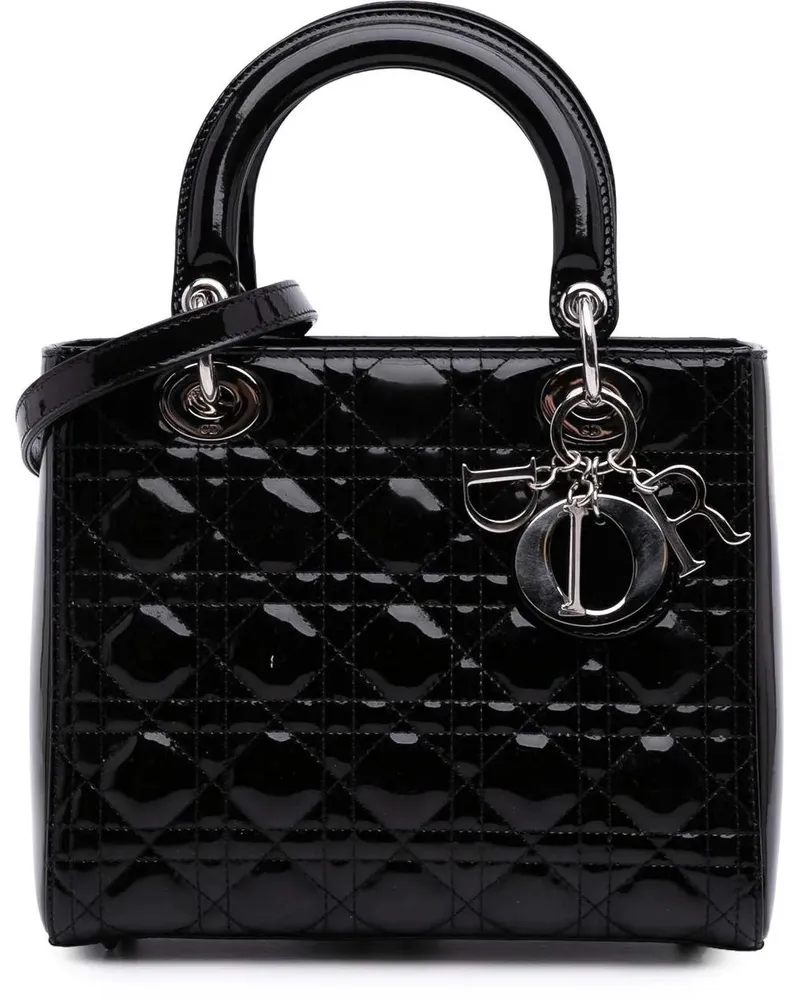 Dior Hobo Bags Medium Patent Cannage Lady Dior schwarz Schwarz