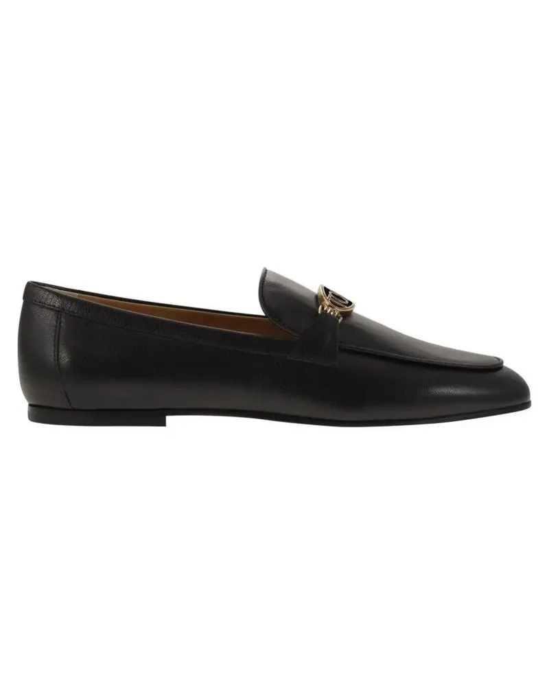 TOD'S Leather Loafers With Oval Metal Logo schwarz Schwarz
