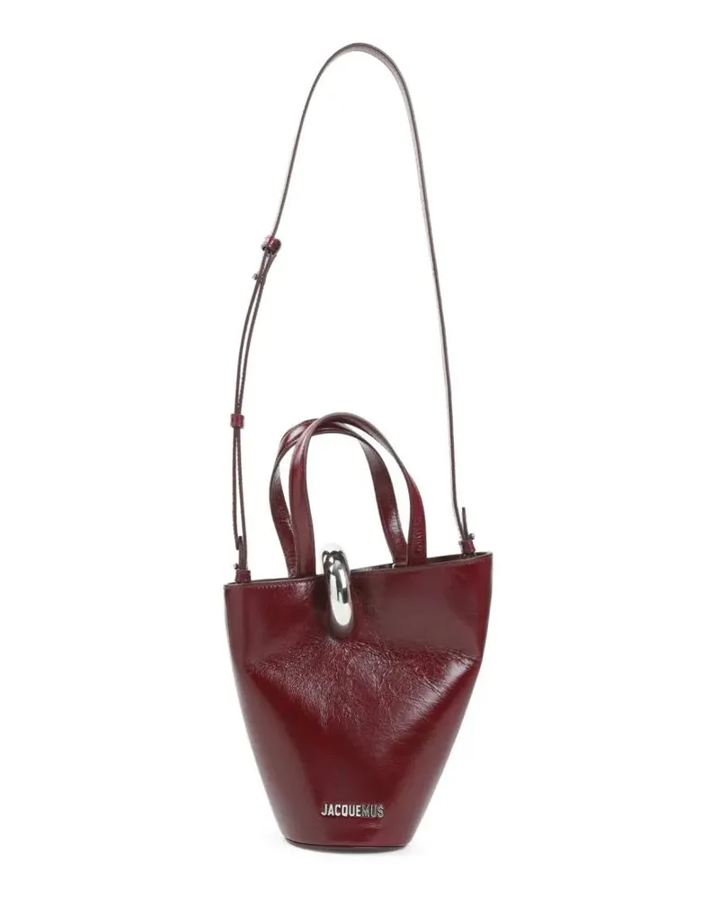 Jacquemus Hobo Bags Trapezoidal Red Leather Handbag With Silver Detail rot Rot
