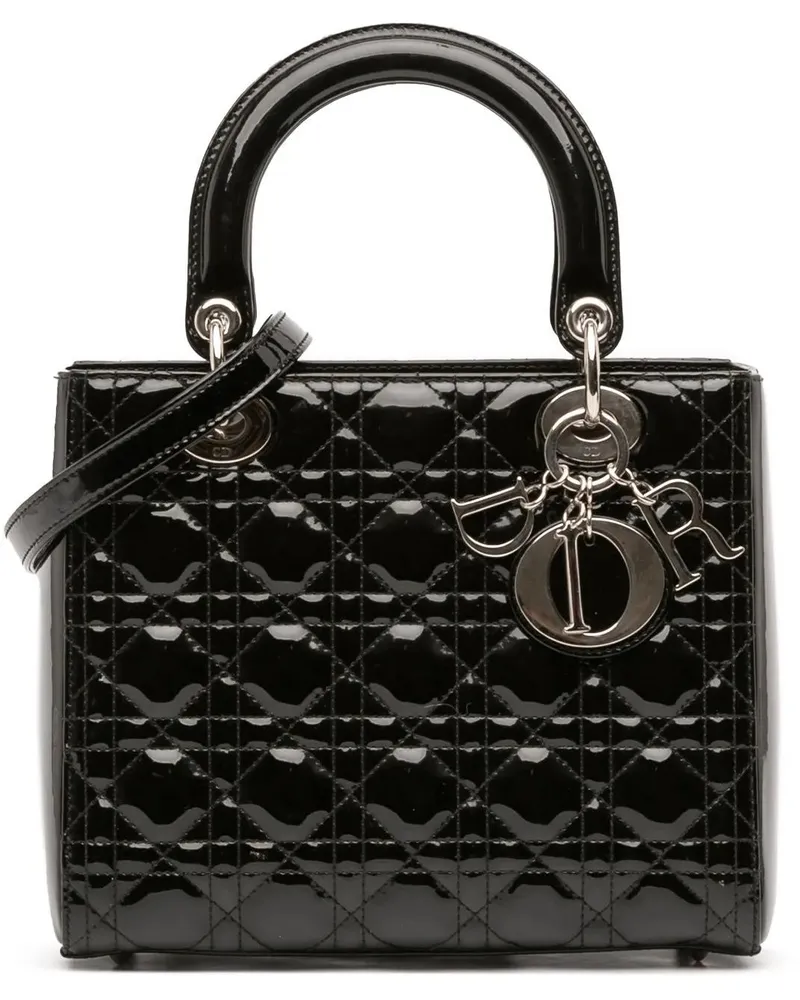 Dior Hobo Bags Medium Patent Cannage Lady Dior schwarz Schwarz