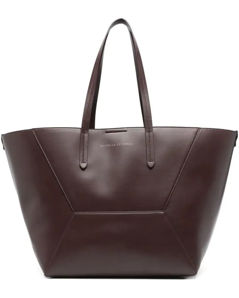 Brunello Cucinelli Shopper & Totes Geometric Structured Tote Bag With Detachable Pouc braun Braun