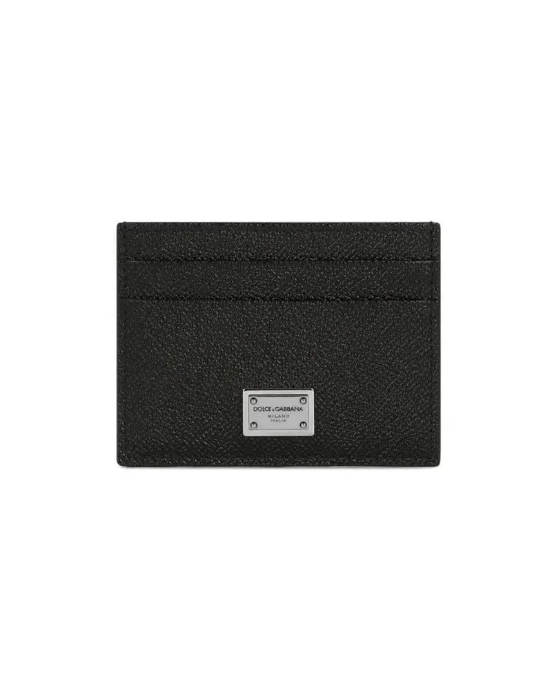 Dolce & Gabbana Portemonnaies Pebbled Texture Card Holder schwarz Schwarz