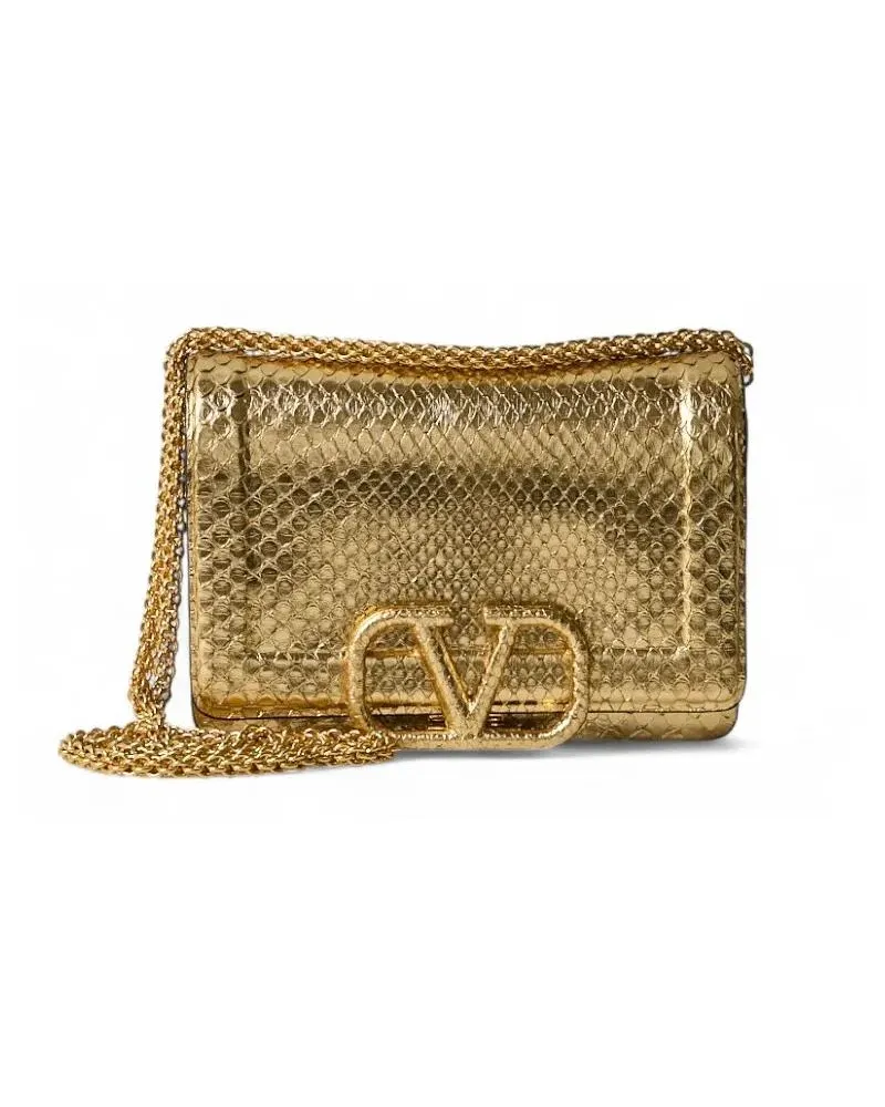 Valentino Garavani Clutches Vlogo Small Gold Python Clutch goldfarben 