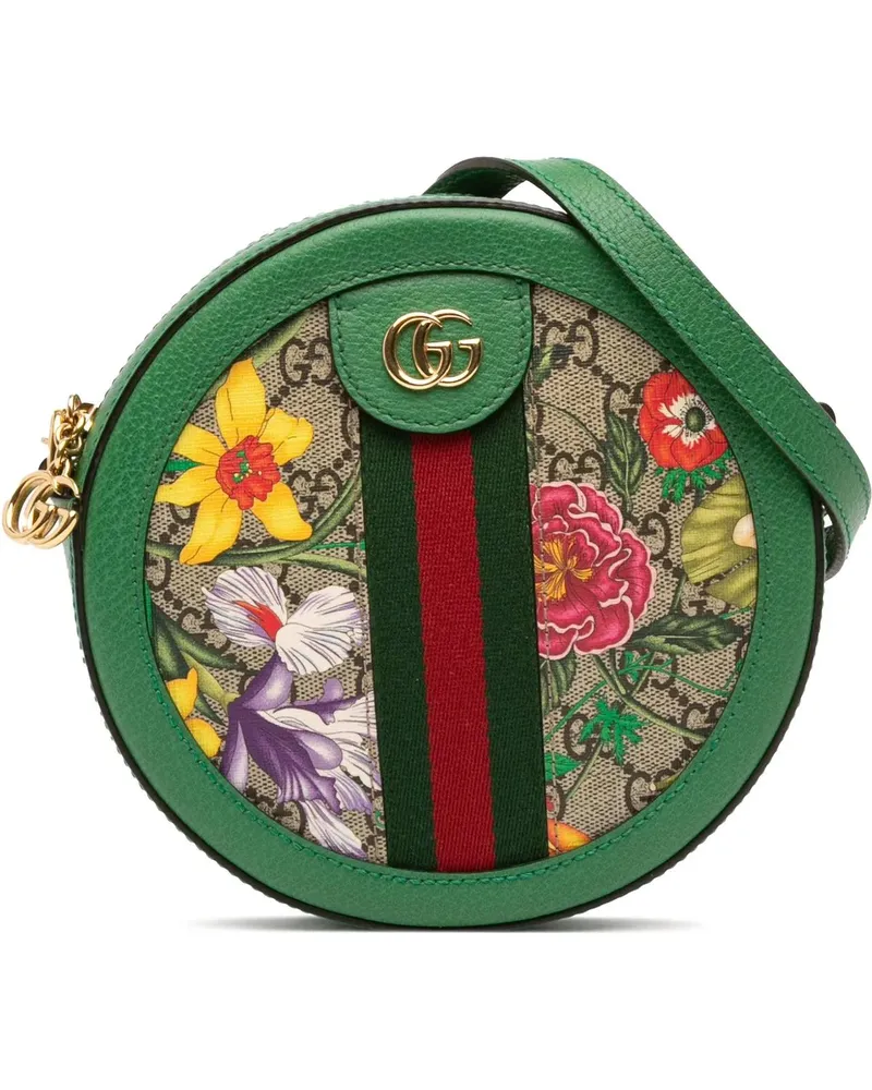 Gucci Hobo Bags Mini GG Supreme Flora Ophidia Round Crossbody braun Braun