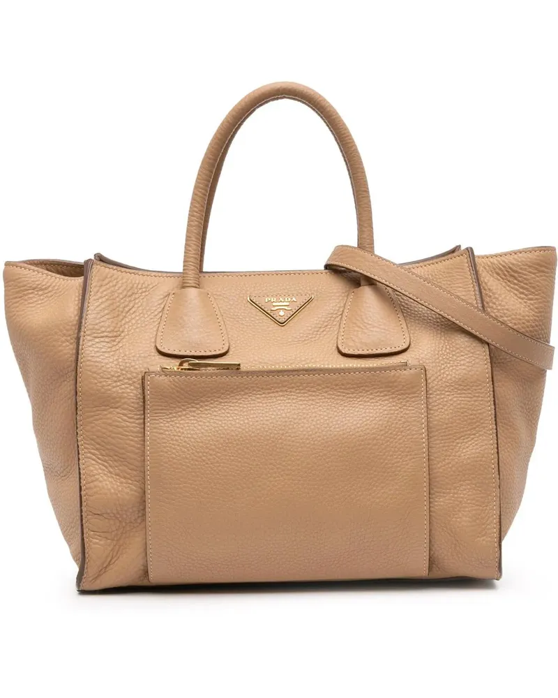 Prada Hobo Bags Vitello Phenix Shopping Tote braun Braun