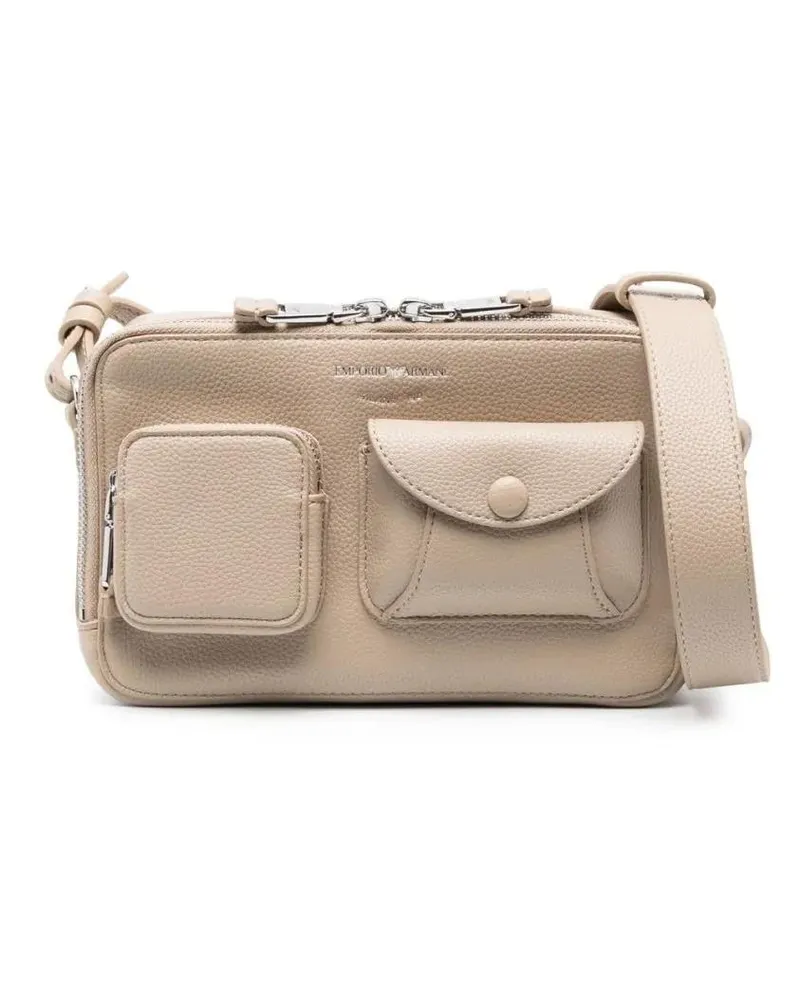 Emporio Armani Hobo Bags Beige Textured Finish Shoulder Bag beige Beige