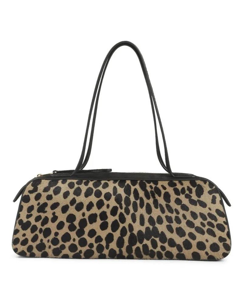 KHAITE Hobo Bags Nude Leather Shoulder Bag With Leopard Print Accen braun Braun