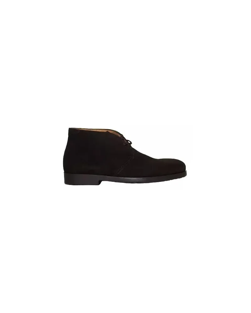 Rossano Bisconti Stiefel Ankle Boot Tied In Soft Ebony Suede schwarz Schwarz