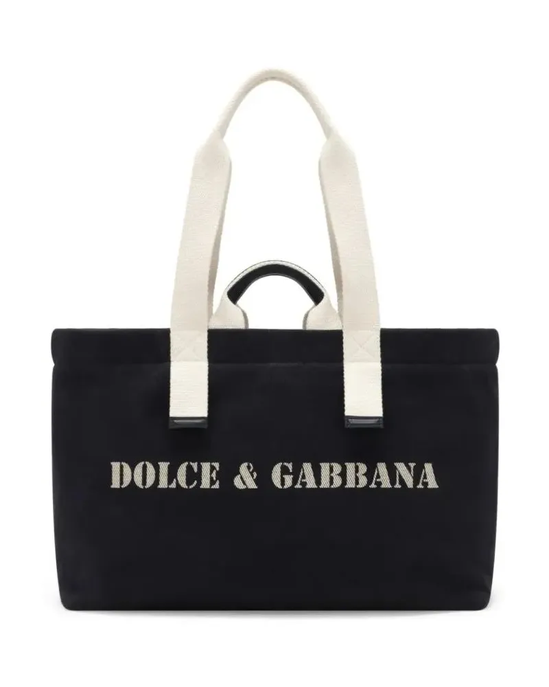 Dolce & Gabbana Shopper & Totes Logo Printed Shoulder Bag schwarz Schwarz