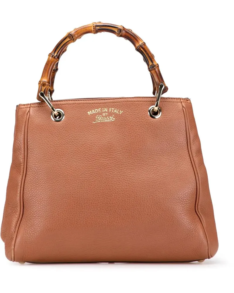 Gucci Hobo Bags Small Calfskin Bamboo Shopper Satchel braun Braun