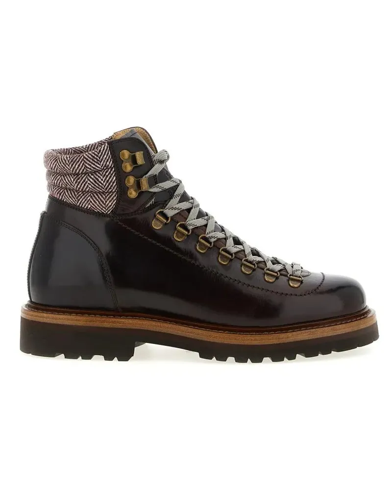 Brunello Cucinelli Stiefel Herringbone Insert Ankle Boots braun Braun