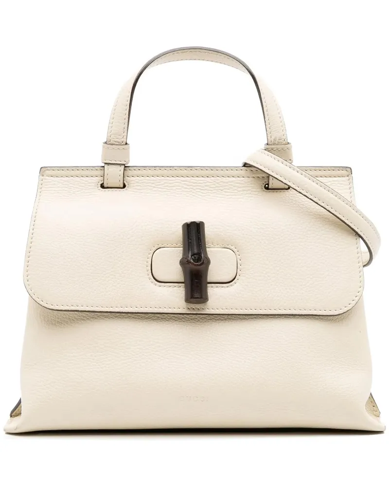 Gucci Hobo Bags Small Leather Bamboo Daily Satchel weiß Weiß