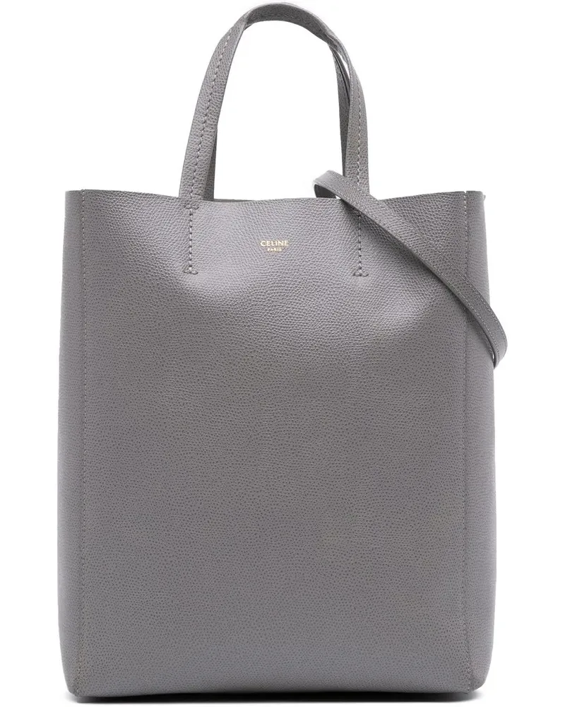 Celine Hobo Bags Small Grained Calfskin Vertical Cabas Tote grau Grau
