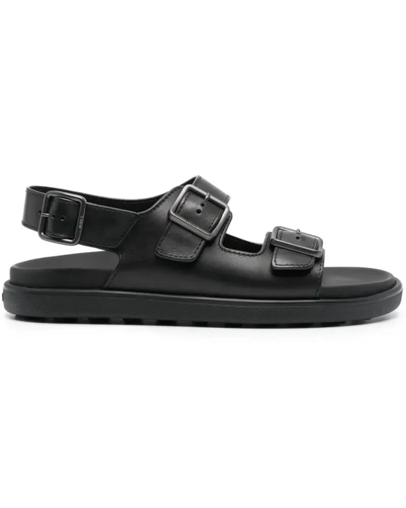 TOD'S Loafer Open Black Leather Sandals schwarz Schwarz