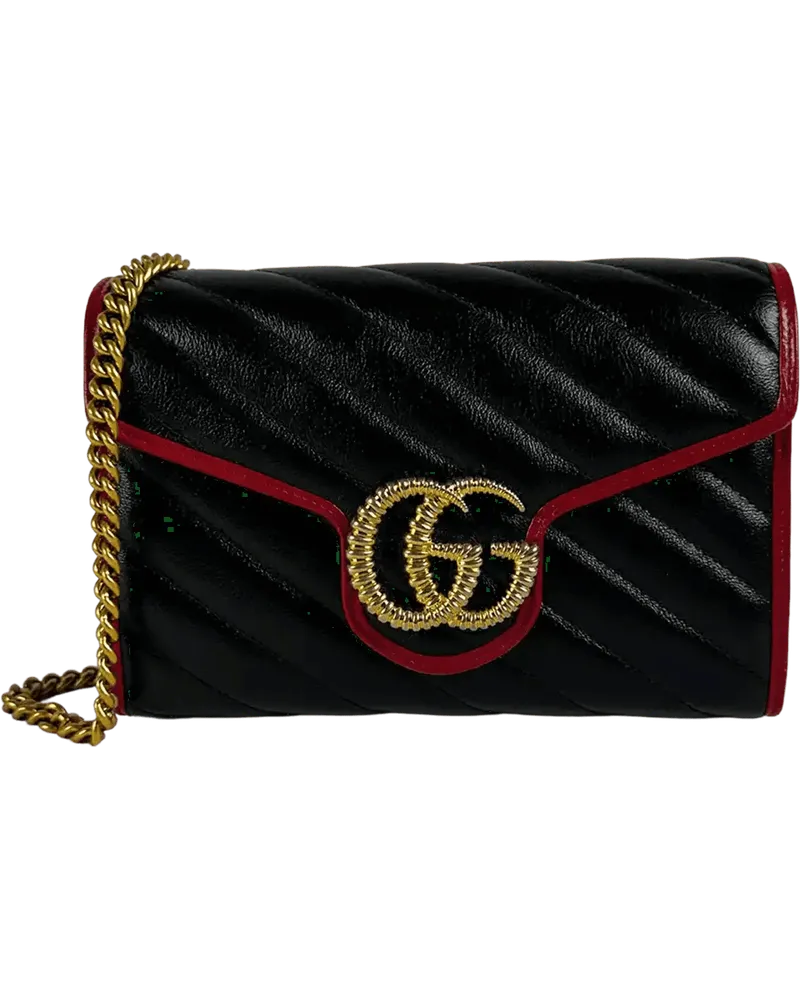 Gucci Hobo Bags  Torchon GG Marmont Wallet on Chain red black schwarz Schwarz