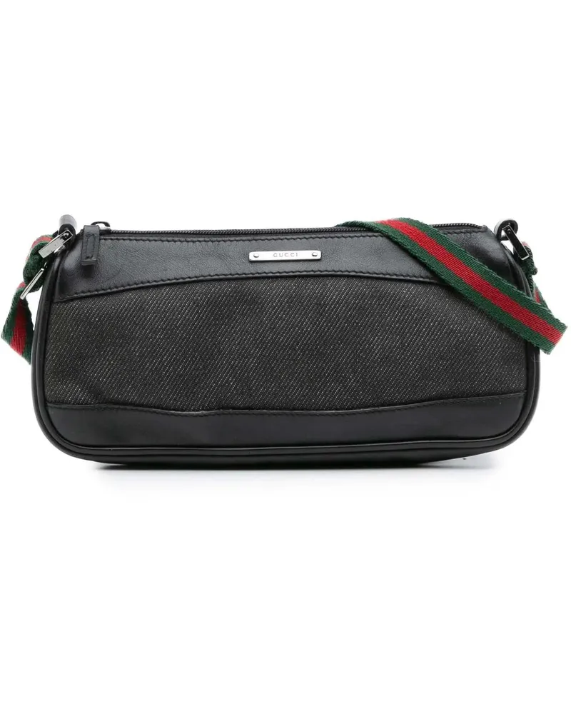 Gucci Hobo Bags Denim Web Shoulder Bag schwarz Schwarz