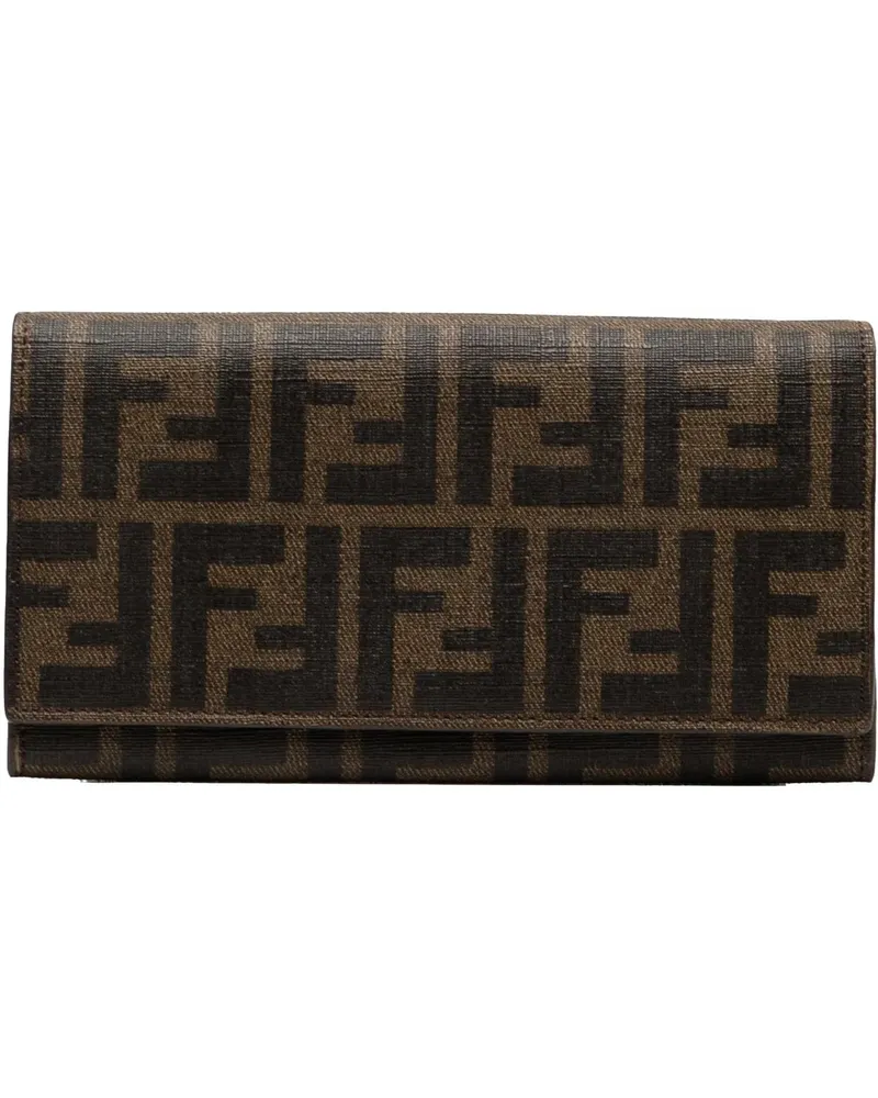 Fendi Portemonnaie Zucca Coated Canvas Trifold Long Wallet braun Braun