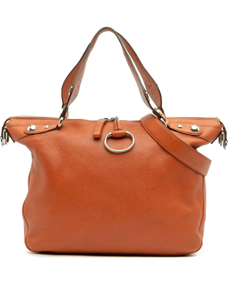 Gucci Hobo Bags Large Pebbled Calfskin Icon Bit Satchel orange Orange