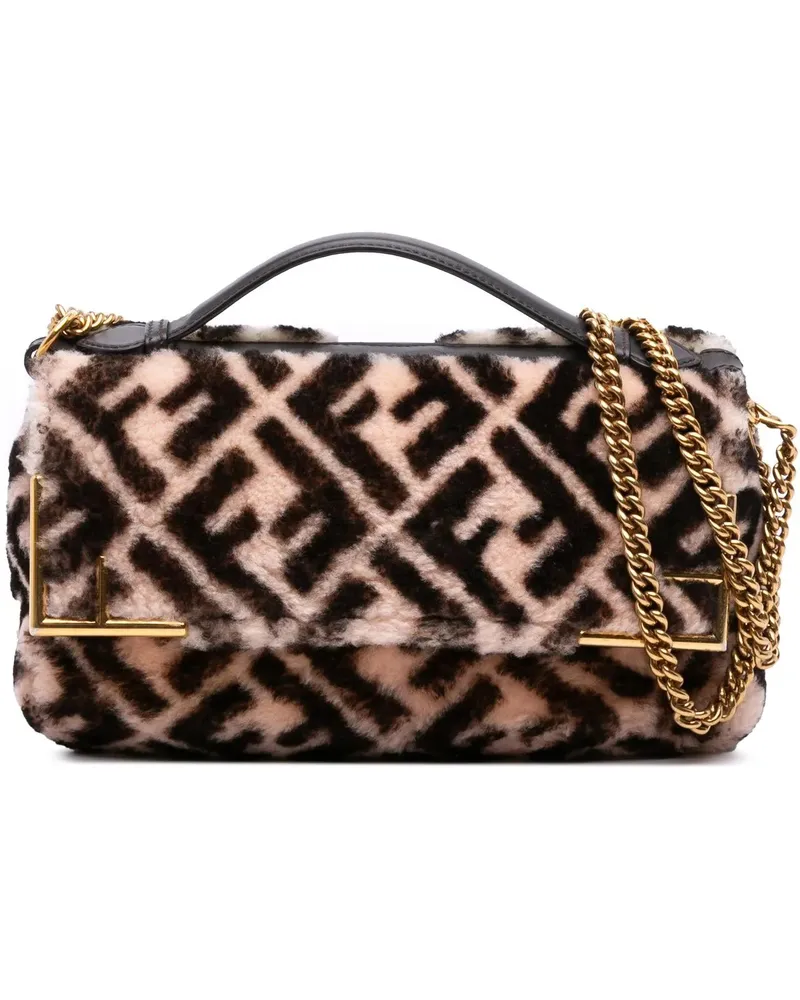 Fendi Hobo Bags Zucca Shearling Double F Baguette Satchel braun Braun