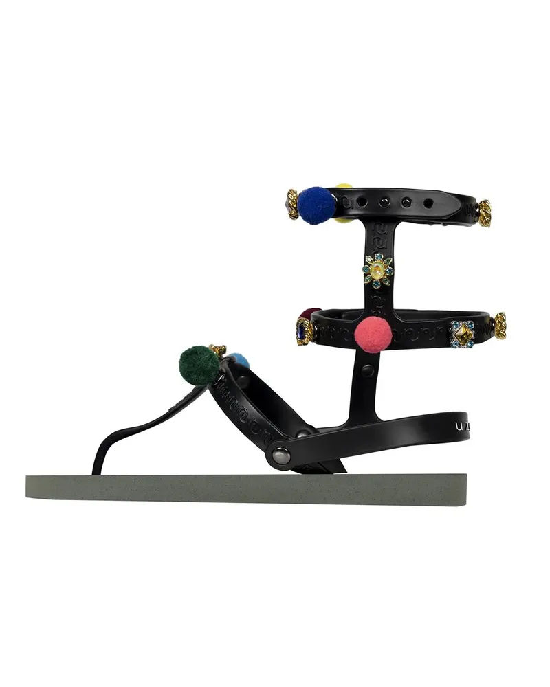 uzurii Slipper & Pantoletten Zehentrenner Mondriaan Colorful Black grün Grün