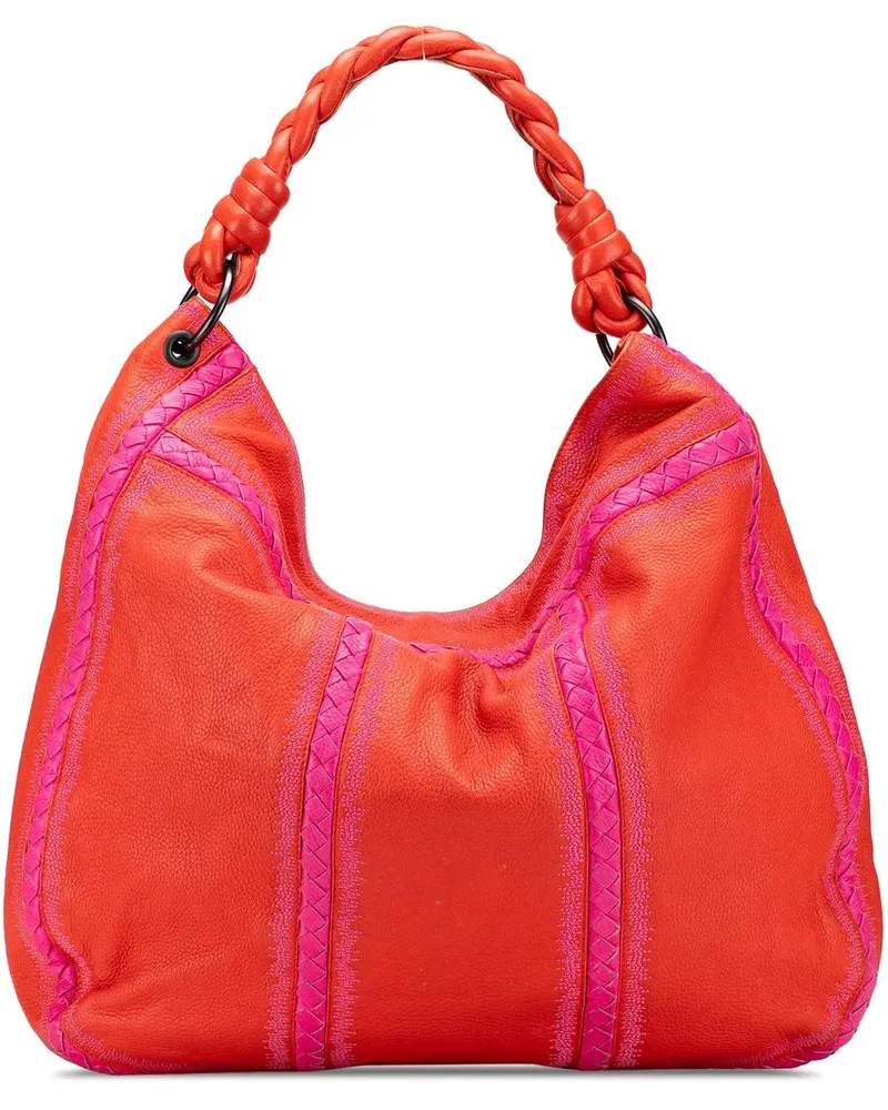 Bottega Veneta Hobo Bags Intrecciato Trimmed Leather Hobo rot Rot