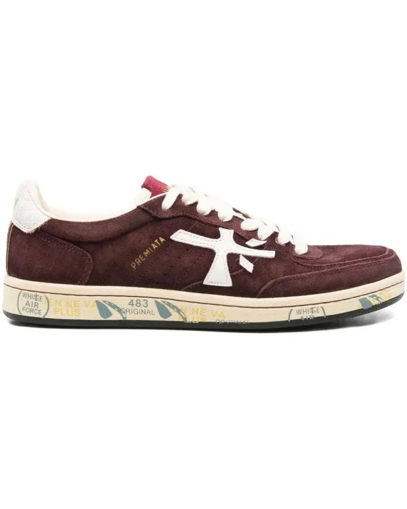 Premiata Low-Top Sneaker Burgundy Suede Sneakers With Vintage-Inspired Acce schwarz Schwarz