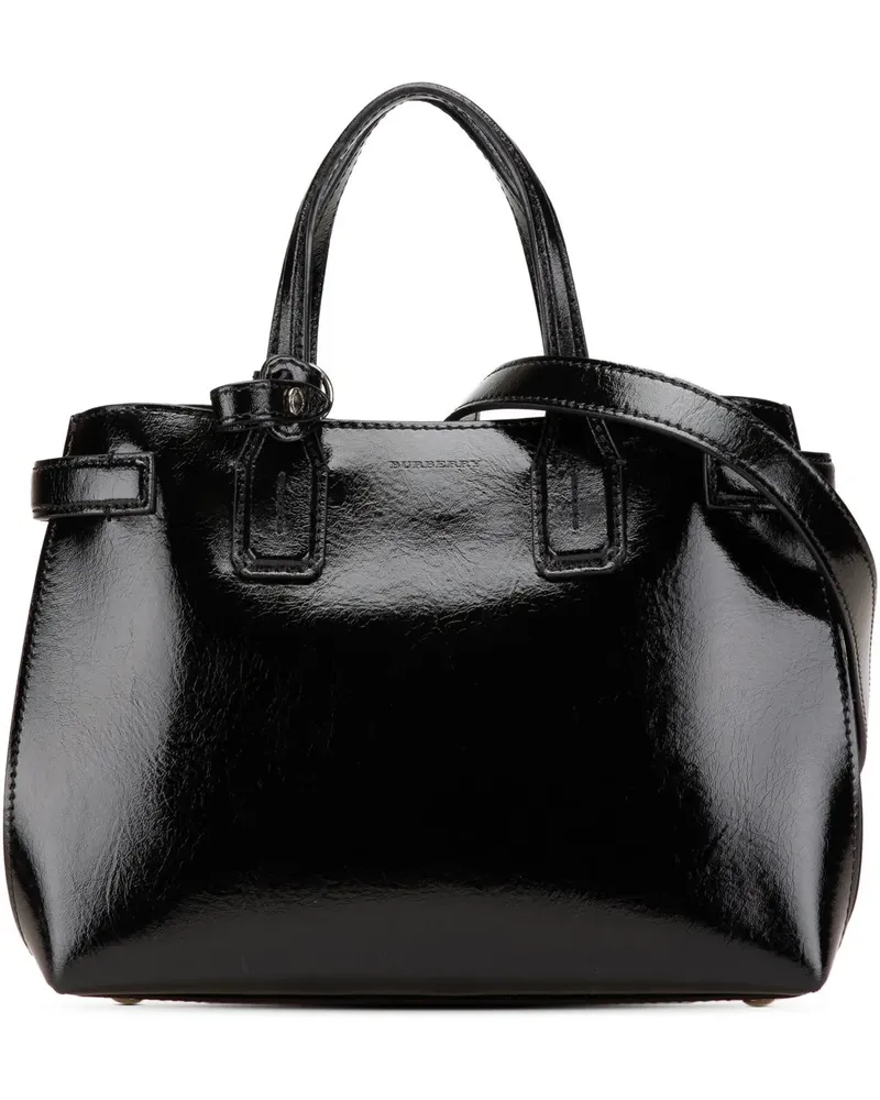 Burberry Hobo Bags Small Soft Calfskin Banner Satchel schwarz Schwarz