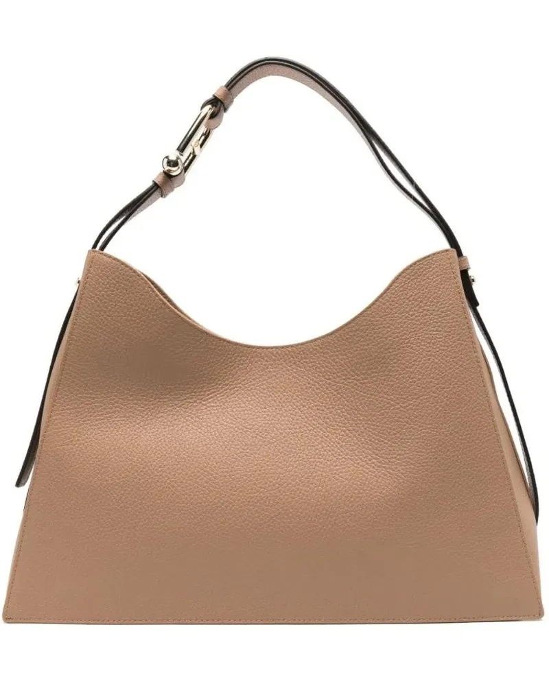 Furla Hobo Bags Light Brown Textured Leather Shoulder Bag braun Braun