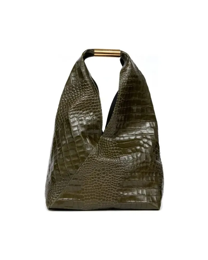 Maison Margiela Crossbody Bags Structured Green Crocodile Pattern Handbag grau Grau
