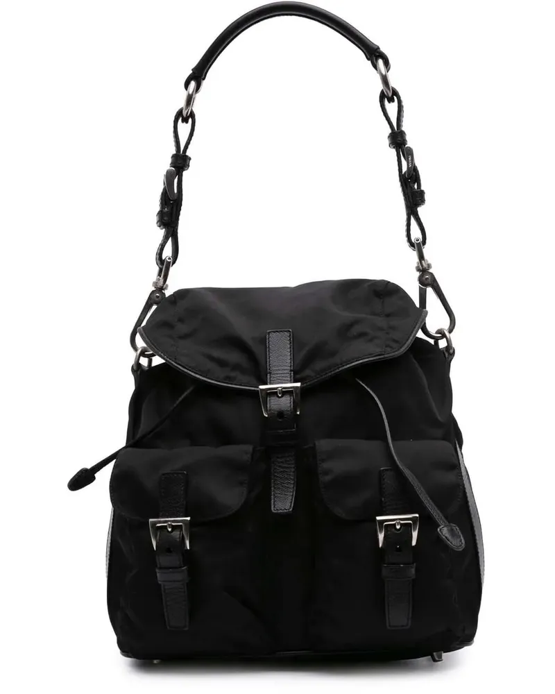 Prada Hobo Bags Tessuto Shoulder Bag schwarz Schwarz